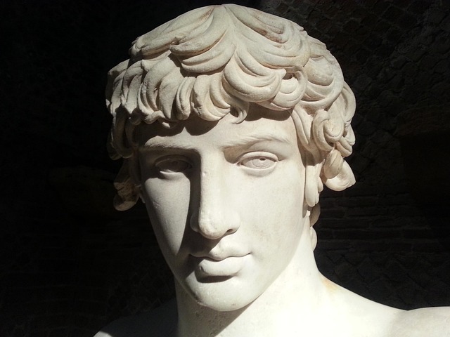 A classical Roman marble bust of a young man
