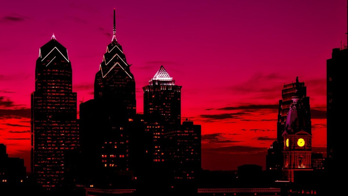 Philadelphia sunset skyline